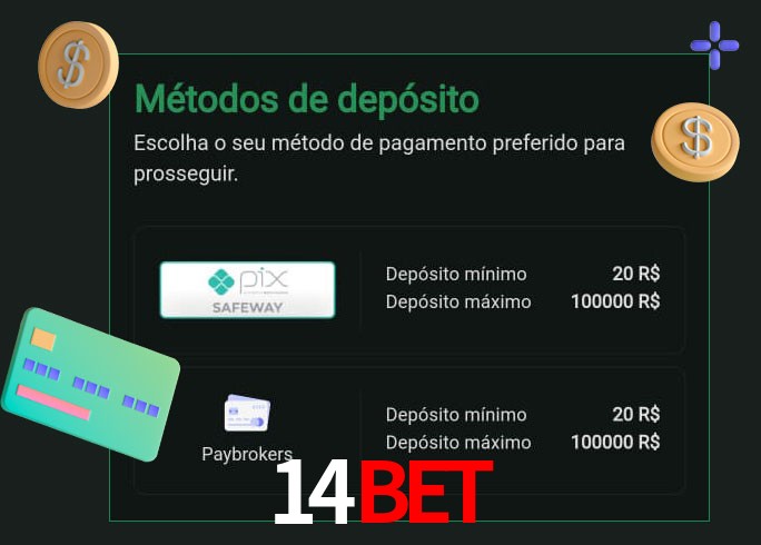 O cassino 14Bet oferece uma grande variedade de métodos de pagamento